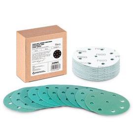 5 Inch 9 Hole Assorted Sanding Disc, Hook and Loop Film Backing Sanding Discs Compatible with Festool Sanders by toolant - 50 Pack (60-800 Grit)