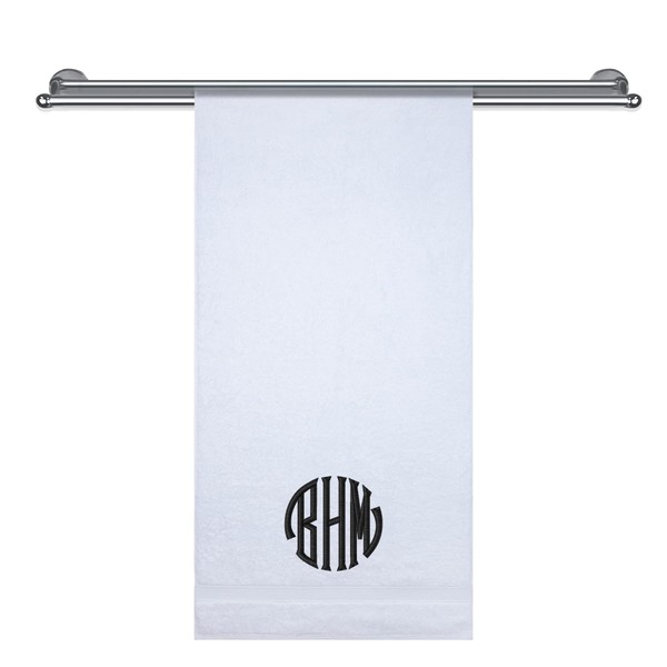 Monogrammed Bath Sheet Towels for Bathroom, Hotel, Spa, Pool, Super Soft, Highly Absorbent Turkish Towel 100% Cotton Oversized 40 x 80 Extra Large Jumbo Decorative Personalized Bath Sheets, White