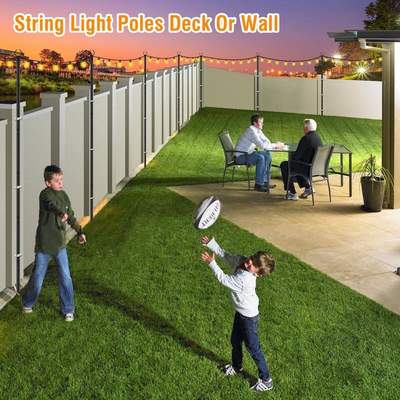 AILBTON 2 Pack 10Ft String Light Poles,Light Poles for Outside