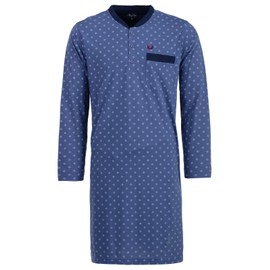 Henry Terre Men's Long-Sleeved Compass Nightdress with Chest Pocket Button Placket Size M-3XL, blue, 3XL