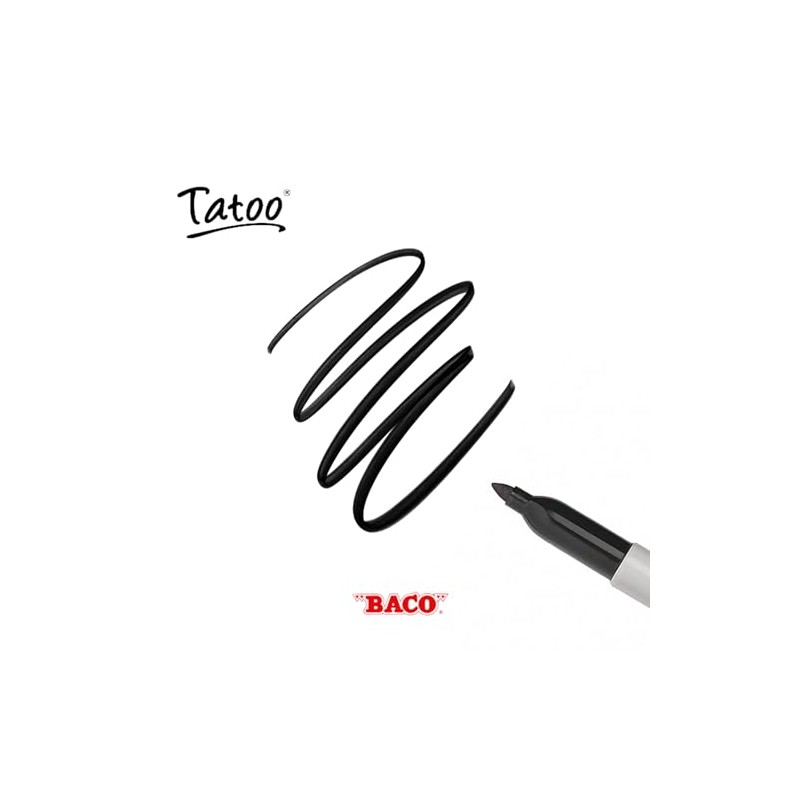 Baco | Marcador Permanente Tatoo Punto Fino Negro - Caja