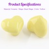 Qjaiune 2pcs Ceramic Cabinet Knobs Yellow Drawer Knobs, Heart Shaped