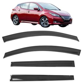 IKON MOTORSPORTS Tape on Window Visors Compatible with 2018-2025 Nissan Leaf, Acrylic Smoke/Tinted Rain Guards, Side Window Wind Deflectors 4PCS