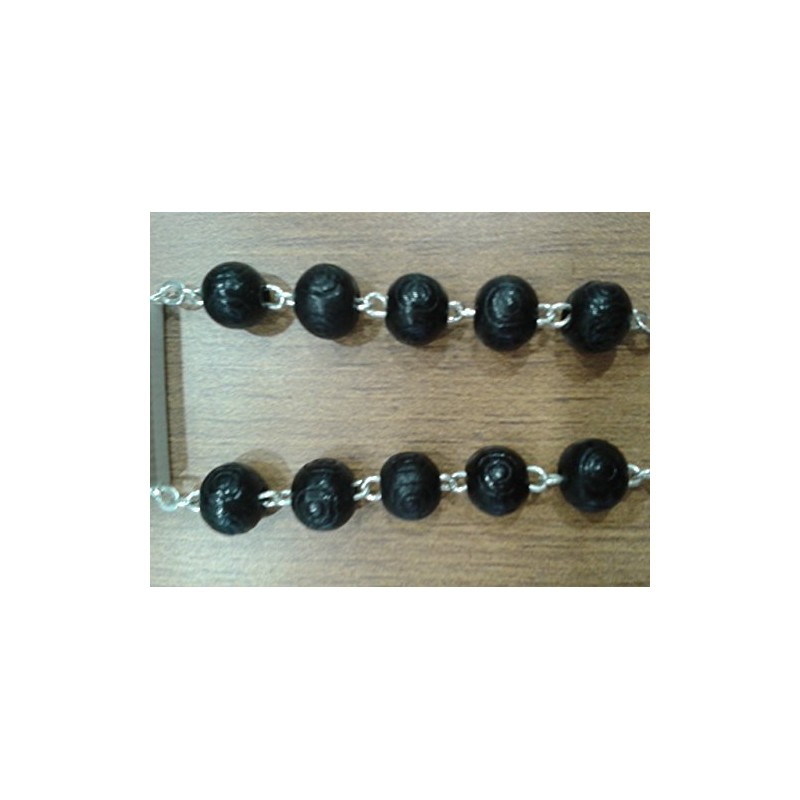 Loving Jesus CAR ROSARY BLACK WOOD WITH ST CHRISTOPHER JUNCTION