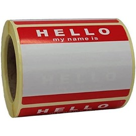 'Hello My Name is' Stickers/Name Label Tags - 250 Red & White - 8cm x 6cm