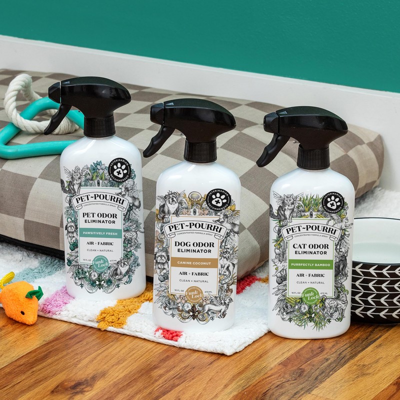 Pet-Pourri Pet Odor Air + Fabric Odor Eliminator Spray, Pawsitively