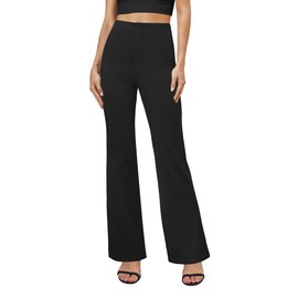 DLOODA Womens Bootcut Dress Pants Business Casual Work Pants with Pockets High Waist Stretchy Trousers Pull On Office Slacks Black