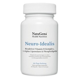 NatuGena Neuro-Idealis Bioaktiver Vitamin-B-Komplex, R-Alpha-Liponsäure, hochdosierte B-Vitamine mit B1, B6, B12, 180 Kapseln (6 Monats Packung)