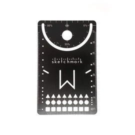 Sketchmark Original Bookmark: Stainless Steel Bookmark Stencil - Credit Card Tool with 11+ Features, Ruler, Compass, Protractor, Journaling, Bookmark, and More