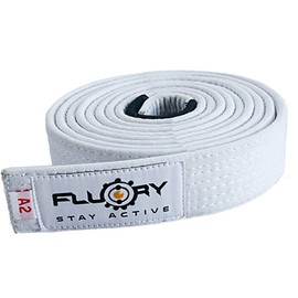 FLUORY Premium Cotton Brazilian Jiu Jitsu BJJ Belt (A3, White)