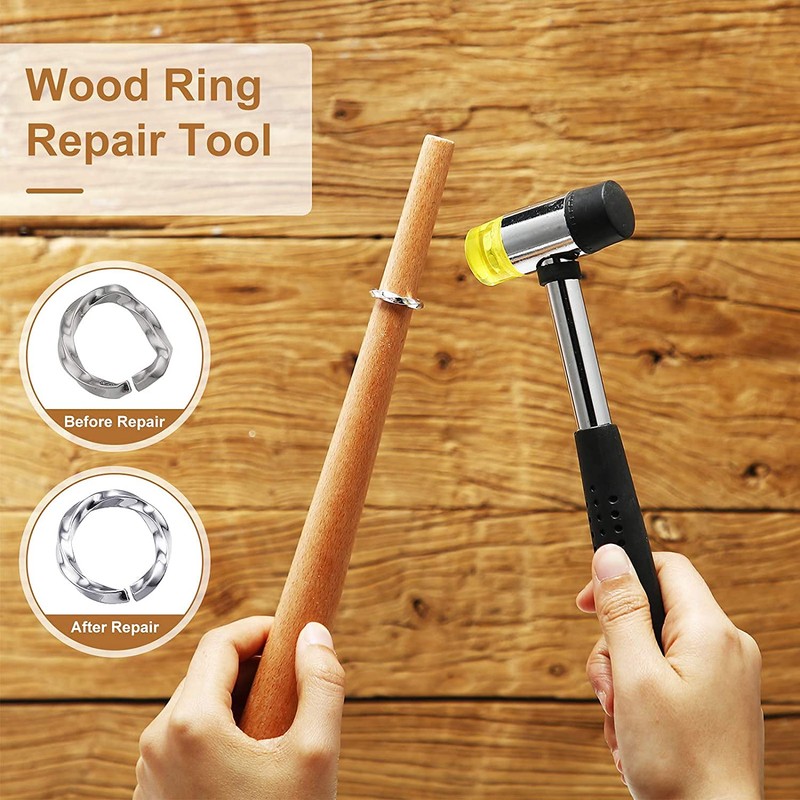 Jewelers Rubber Hammer Mallet with Wood Ring Mandrel Sizer Sizing