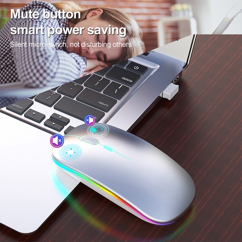 HXSJ Wireless Mouse Rechargeable for Windows/XP/Vista/Me 2.4G Colorful Light Office
