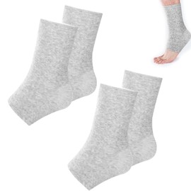 ROBOHOOK 2 Pairs of One Compress Bamboo Foot Sleeves,Keep Warm Bamboo Ankle Socks Foot Sleeves, Suitable for Cold Protection Against Swelling and Sprains (Gray,One Size Fits All)