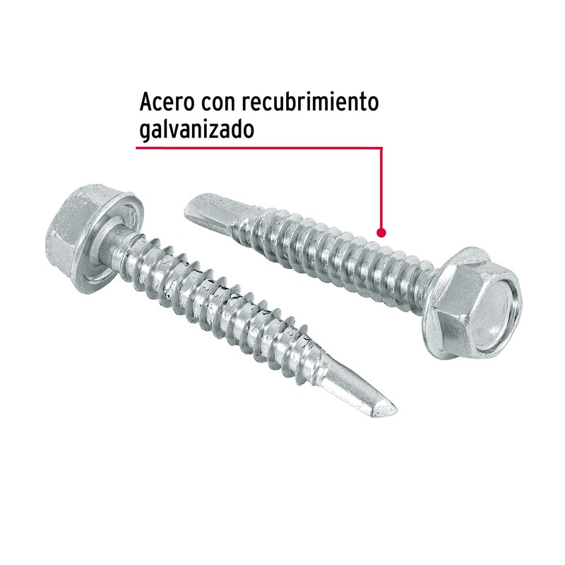 Fiero Tornillo Hexagonal Punta de Broca, 1-1/2", 50 Piezas
