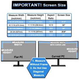 GHY 23.8 Inch Computer Privacy Screen for Aspect Ratio 16:9 Monitor, Computer Screen Privacy Shield and Anti Glare Screen (W x H) 20 3/4 x 11 11/16