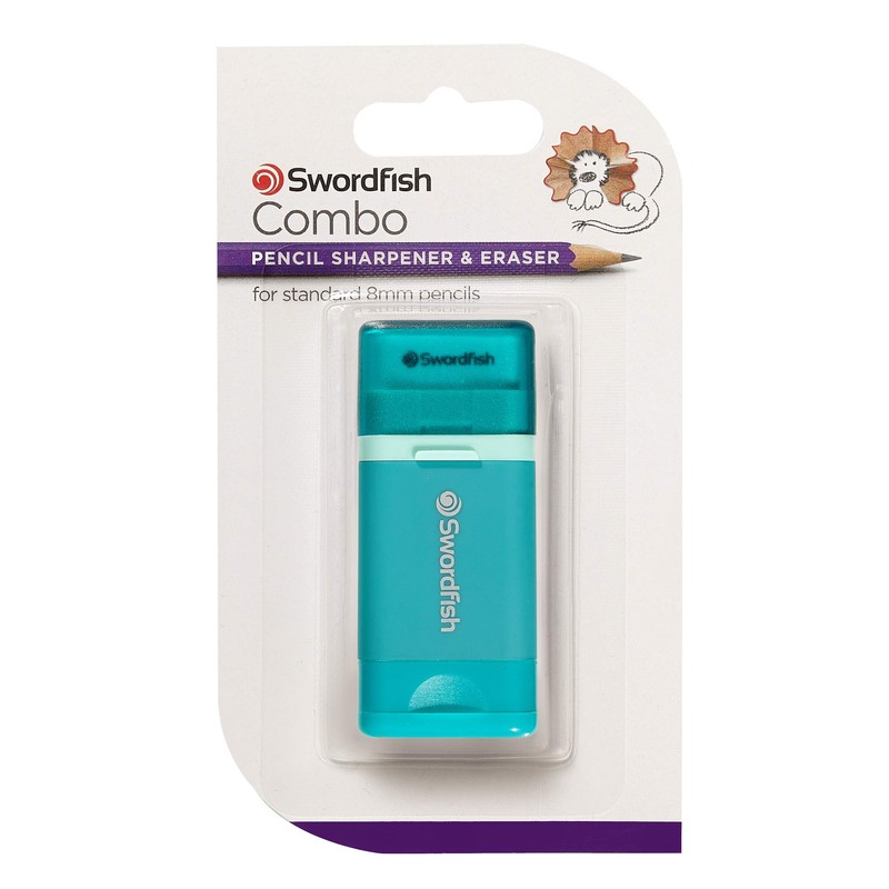 Swordfish Combo Pencil Sharpener with Mess-Free Canister and Eraser [Pack