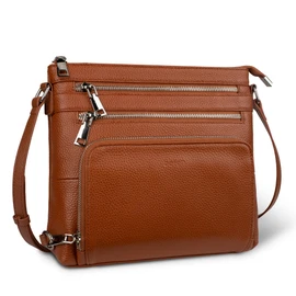 befen Soft Real Leather Crossbody Bags for Women Cross Body Purses Leather Shoulder Travel Purse with Built in RFID Wallet Cognac Brown