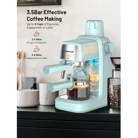 KEENSTAR 3.5Bar Espresso Machine with Milk Frother, 800W Compact Espresso and Cappuccino Machine with Preheating Function, 4 Cup Espresso Maker for Cappuccino or Latte, Gift for Coffee Lover