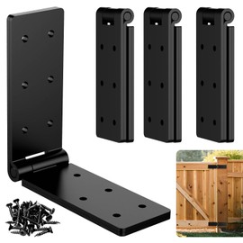 Heavy Duty Gate Hinges, Black Gate Hinges with Screws, Heavy Duty Door Hinges，Adjustable Hardware Hinges Kit,Durable Barn Door for Wooden Fences Yard Gate (Black-4PCS)