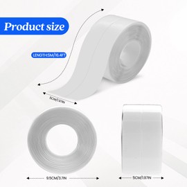 ABSOFINE Caulk Tape Waterproof Self Adhesive, Clear Toilet Caulk Sealant Tape, Shower Seal Strip for Kitchen, Countertop, Bathroom, Sink Bathtub Toilet Edge Protector with Sealing Tool (1.97"x16.4Ft)