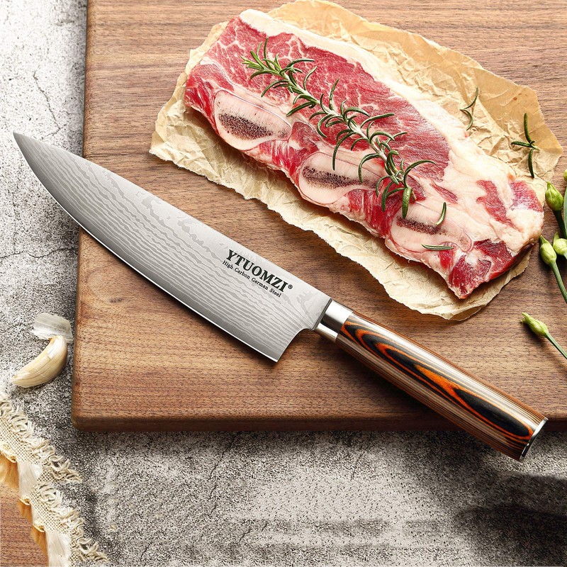 Ytuomzi Razor-Sharp Chef Knife, 8-inch High Carbon Stainless Steel Chef's