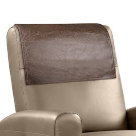 NZDWZDN Headrest Cover for Recliner Chair Recliner Headrest Protector Faux Leather Recliner Headrest Cover Couch Headrest Cover for Furniture Headrest Protector 17x27 in(Brown)