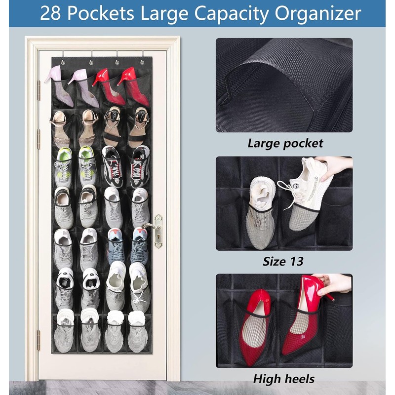 MISSLO 28 Large Pockets Hanging Shoe Organizer Over The Door