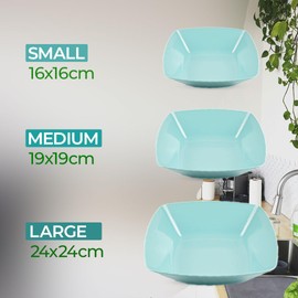 Reusable ECO Unbreakable Colourful Plastic Square Bowls Set-of-4 - Shatterproof - 100% Food Safe - Perfect for Camping, Indoors, Outdoors, and picnics (Turquoise, Medium)