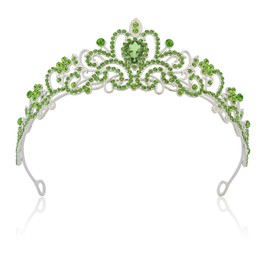 Dayofun Crown,Tiaras for Women - Crystal Tiaras for Princess Crown,Green Tiara Crowns Birthday Headband,Queen Crowns for Bridal Prom Wedding Tiara Birthday Party Costumes Gifts Rhinestone Headband