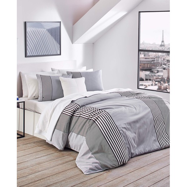 Lacoste Meribel Cotton Bedding Set, Twin/TwinXL Duvet, Grey