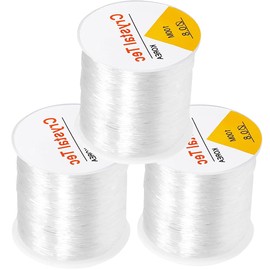 0.8mm Clear Elastic String for Bracelets, QBJAYTY 300M Stretch String Cord for Bracelet Making, Clear Stretchy Bracelet String for Clay Beads, Pony Letter Beads, Bracelet Charms, (Crystal-3 Rolls)