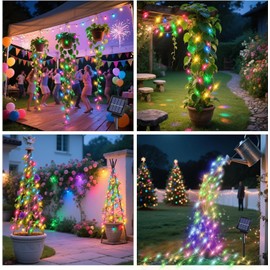 VOOKRY 10 Strands 200 LEDs Solar Fairy Lights Outdoor Waterproof, Solar Powered String Lights 8 Modes DIY Watering Can Lights for Party Wedding Patio Yard Garden Tree Decorations(Multicolor)