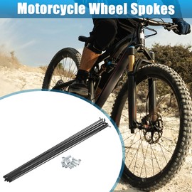 A ABSOPRO : 12 Pieces 14G J-Bend Bicycle Steel Spokes 11.42 Inch Bicycle Spokes with Nipples