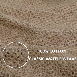 Homaxy Homaxy 100% Cotton Waffle Weave Kitchen Dish Towels, Ultra Soft Absorbent Quick Drying Cleaning Towel, 13 x 28 Inches, 6-Pack, Tan