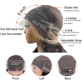 360 Deep Wave Lace Front Wigs Human Hair Pre Plucked With Baby Hair Culy Full Lace Human Hair Wigs For Black Women 360 Deep Curly HD Lace Front Wigs Human Hair Natural Color (22 Inch)