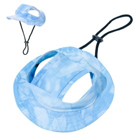 Generic Cat Bucket Hat - Dog Hat with Ear Holes, Adjustable Dog Visor, Wide Brim Pet Hats for Small Medium Dogs Cats