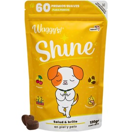 Waggy’s Shine - Suplemento Natural para Piel y Pelo en Perros | Pelaje Brillante, Suave y Fuerte | Reduce Caída, Alivia Comezón y Lamido Compulsivo | Omega 3, Biotina y Vitamina C | 60 Soft Chews