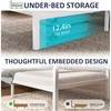 J.Fkne Twin Bed Frame with LED Lights & Charging Station,