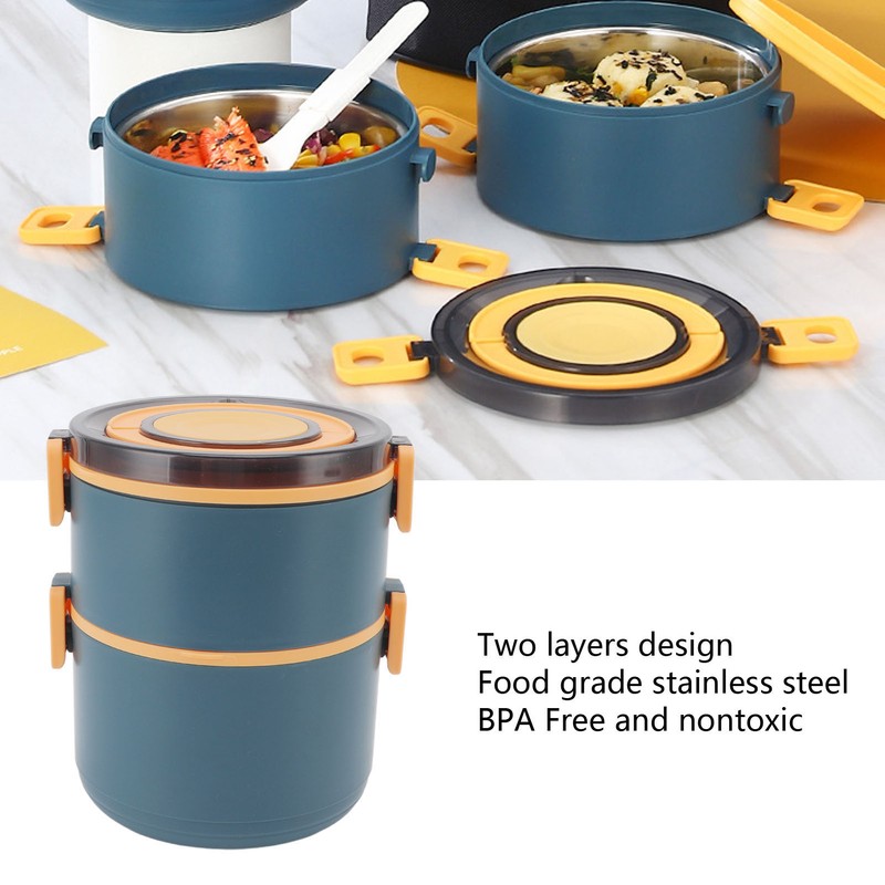 Stackable Lunch Box 1600ml Dual Layers Stainless Steel BPA Free