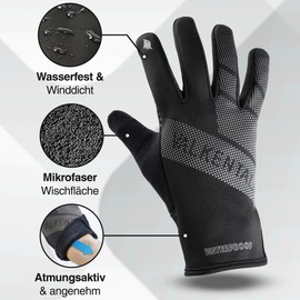 Valkental® GloRider Windproof Cycling Gloves - Padded & Grippy | Winter Gloves & Transition Gloves [Men & Women] with Touchscreen Function