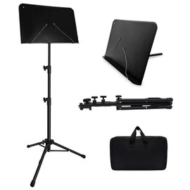 57IN Sheet Music Stand, Tall Music Stand for Sheet Music High Stability, Adjustable Portable Music Stand with Carrying Bag for Guitar, Violin, Ukulele (33-57IN-A)
