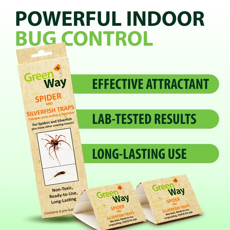 Greenway Silverfish and Spider Traps, Non-Toxic Indoor with High-Strength Glue