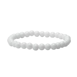 TreasureBay Handmade Natural Gemstone Stretch Bracelet for Men and Women | 6MM White Agate Gemstone Beaded Stretchy Bracelet (White agate)