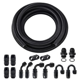 EVIL ENERGY 6AN Fuel Line Kit, AN6 Nylon Stainless Steel Braided Fuel Line Hose, with 14 PCS Fitting Adapter CPE Transmission Line 20FT