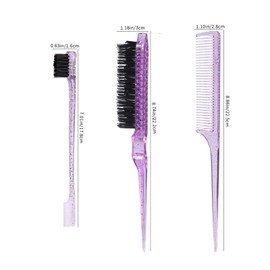 6PCS Edge Brush,Haircare,Purple Hair Brush,Edge Lift Brush,Combs,Hair Styling Tools for Women Baby Kids'Black Hair,Slick Back Hair Brush,Set Bristle Hair Brush,Edge Control Brush,Teasing Comb.