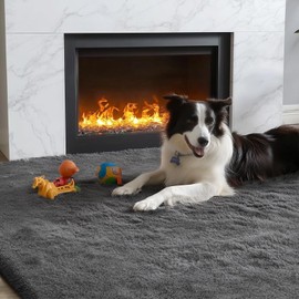 LFHHT 5X7 Area Rugs for Bedroom, Fluffy 5X7 Shag Rugs for Living Room, Anti-Skid Indoor Soft Fuzzy Shaggy Carpet Rug for Kids Girls Boys Room, Nursery Home Decor, Grey