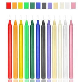 6.5inch Small Colored Candles,Chime,Spell,Unscented Traditional Shabbos, Candle Holder Rituals, Prayer, Meditation,Taper-Candles (Classic, 12)