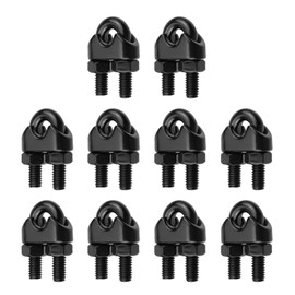 Antrader Wire Rope Cable Clip Clamp,Wire Rope Thimble U Bolt Saddle Fastener,304 Stainless Steel,M6 1/4",Black,10Pcs