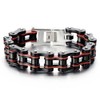 Masculine Mens Bike Chain Bracelet of Stainless Steel Black Red