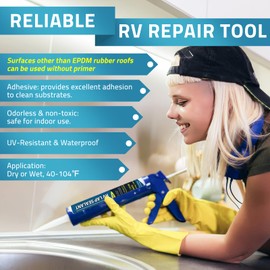 PAULINN Self Leveling Lap Sealant White, RV Roof Sealant for Camper Repair, RV Caulking, Rubber Roof EPDM, Flexible, UV & Waterproof, no Smell and Safe for RV Indoor use, 4 Packs